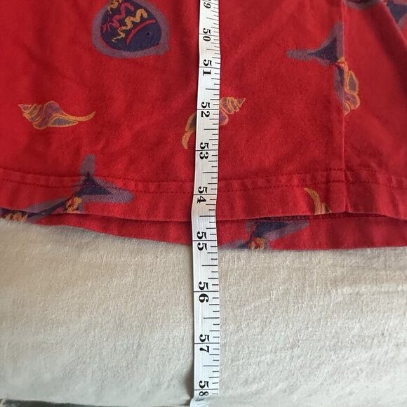 Vintage 90's Zip Code Maxi Dress Tropical Fish Print Womens Large Red Hawaii - Picture 9 of 9